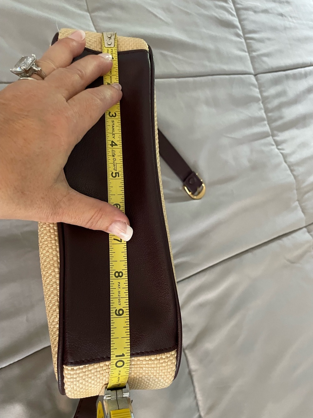Pristine Etienne Aigner Beige Woven body and Brown leather trimmed Shoulder Bag - Picture 10 of 15